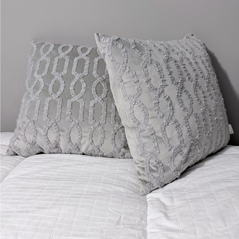 Elegant Gray Textured Throw Pillows set